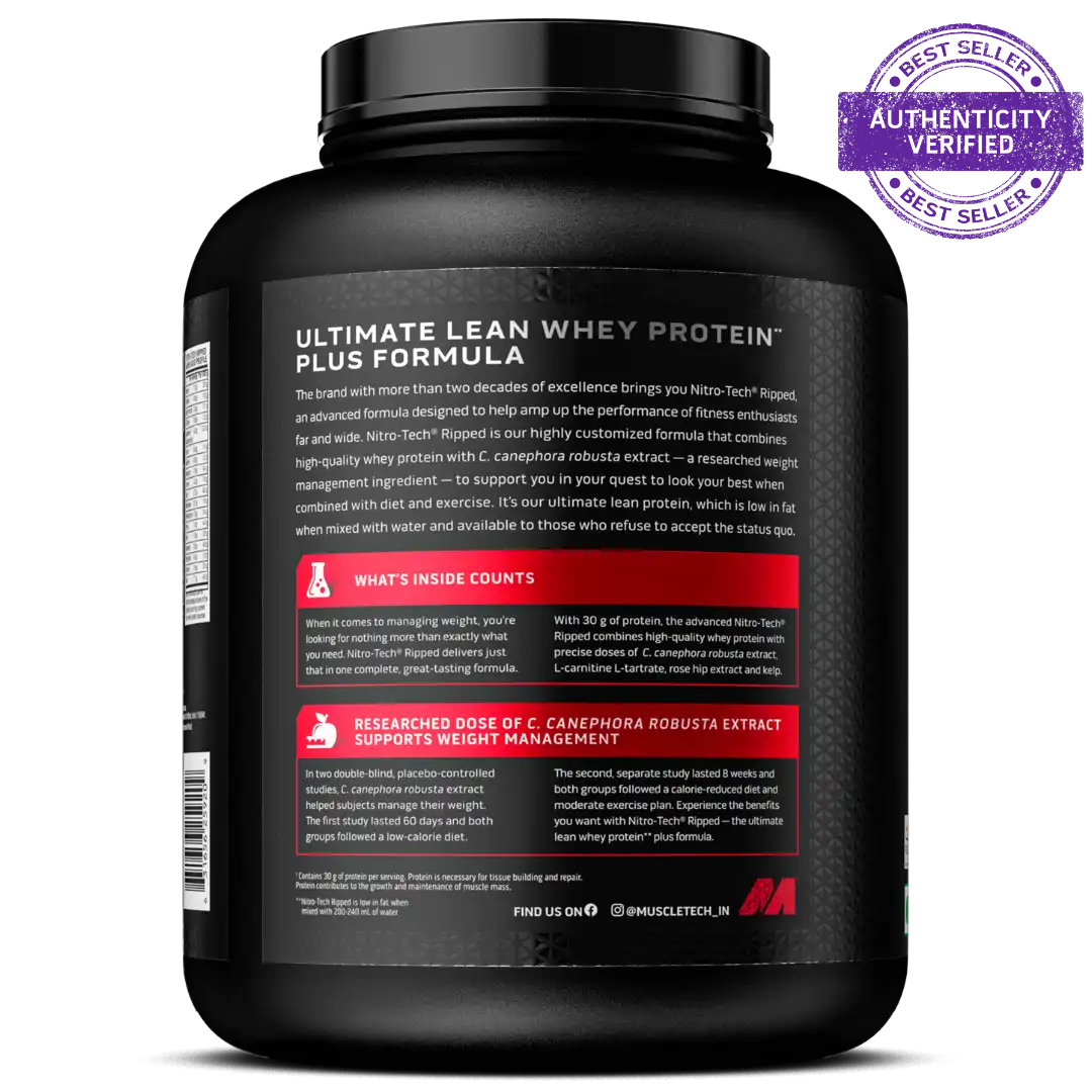 MuscleTech Nitro Tech – Ultimate Whey Protein for Lean Muscle Growth (Chocolate Flavor)