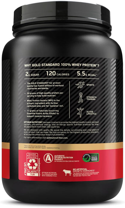Optimum Nutrition Gold Standard 100% Whey Protein Powder, Double Rich Chocolate, 5 Pound (Packaging May Vary