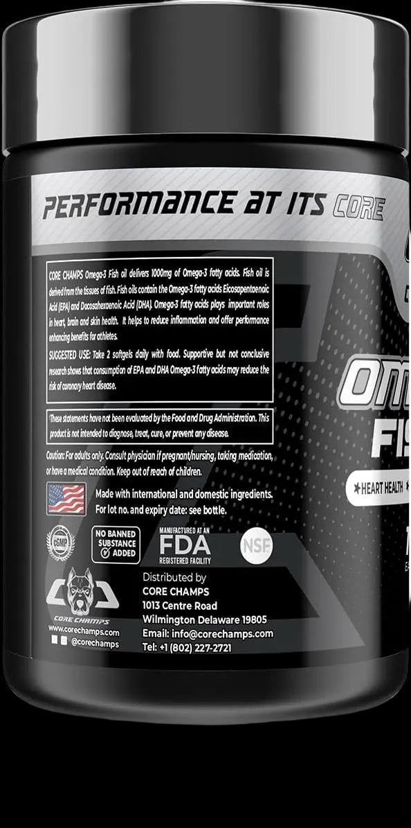 Core Champs Omega-3 Fish Oil 1000 mg – Daily Heart & Wellness Support (100 Softgels)