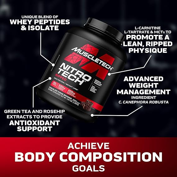 MuscleTech Nitro Tech – Ultimate Whey Protein for Lean Muscle Growth (Chocolate Flavor)